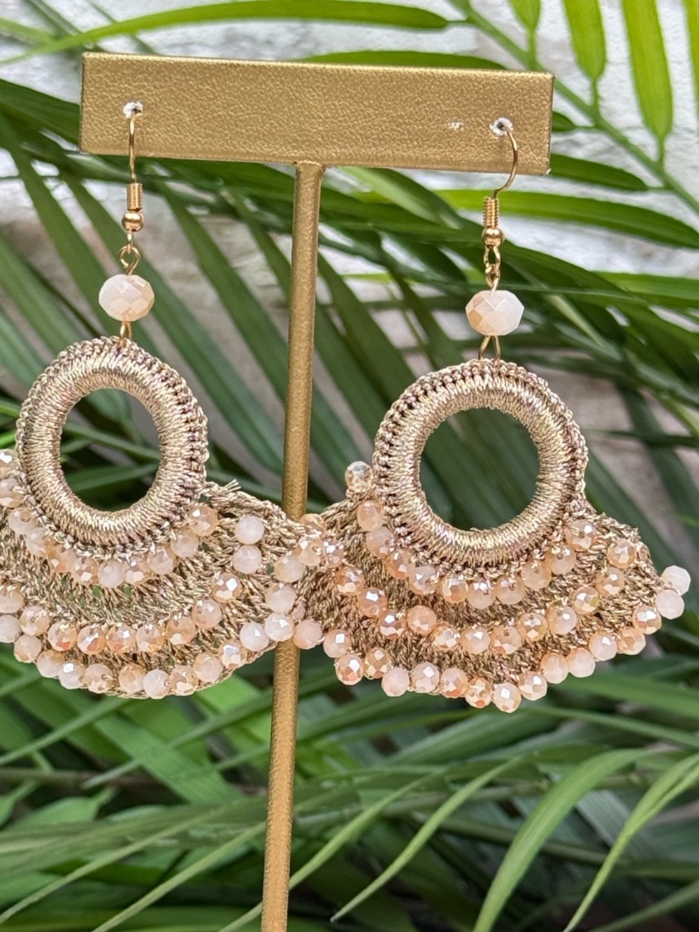 NWOT Champagne Beaded Fringe Earrings Boho  Dangle Earring Fashion Earring